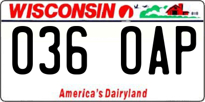 WI license plate 036OAP