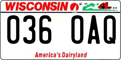 WI license plate 036OAQ