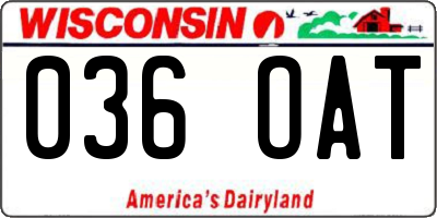 WI license plate 036OAT