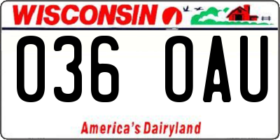 WI license plate 036OAU