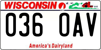 WI license plate 036OAV