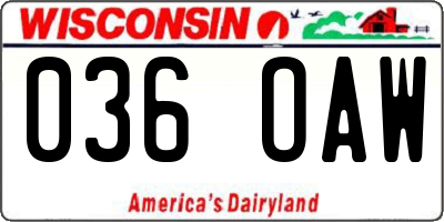 WI license plate 036OAW