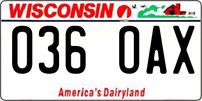 WI license plate 036OAX