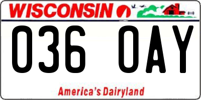 WI license plate 036OAY
