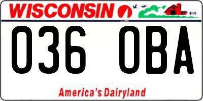 WI license plate 036OBA