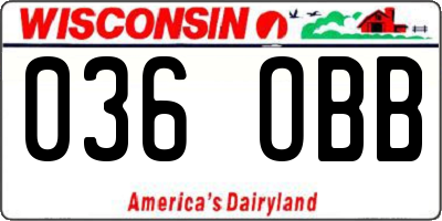 WI license plate 036OBB