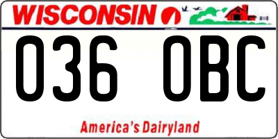 WI license plate 036OBC