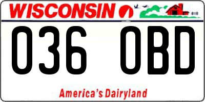 WI license plate 036OBD