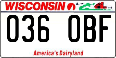 WI license plate 036OBF
