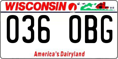 WI license plate 036OBG