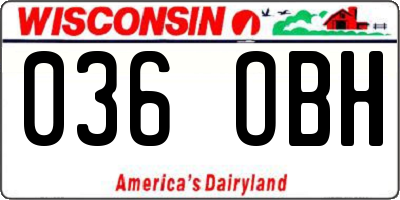 WI license plate 036OBH