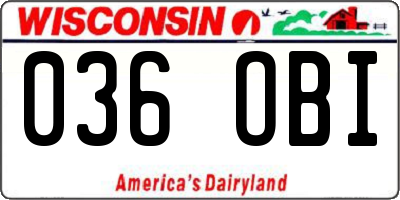 WI license plate 036OBI