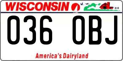 WI license plate 036OBJ