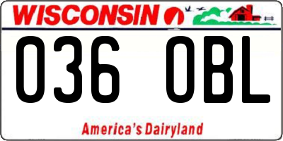 WI license plate 036OBL