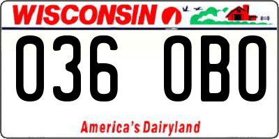 WI license plate 036OBO