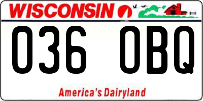 WI license plate 036OBQ