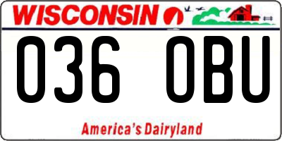 WI license plate 036OBU