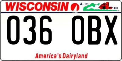 WI license plate 036OBX