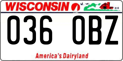 WI license plate 036OBZ