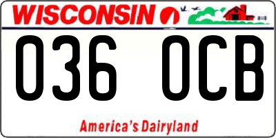WI license plate 036OCB