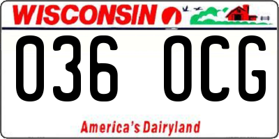 WI license plate 036OCG