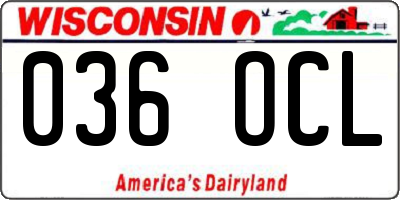 WI license plate 036OCL