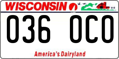 WI license plate 036OCO