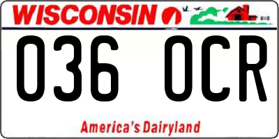 WI license plate 036OCR