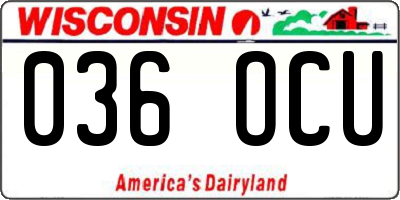 WI license plate 036OCU