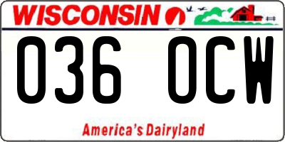 WI license plate 036OCW