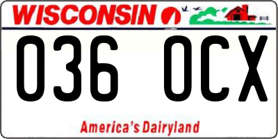 WI license plate 036OCX