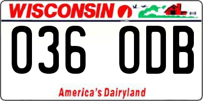 WI license plate 036ODB
