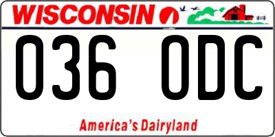 WI license plate 036ODC