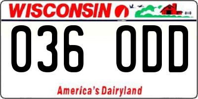 WI license plate 036ODD