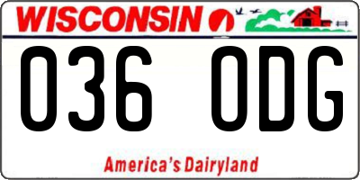 WI license plate 036ODG