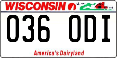 WI license plate 036ODI