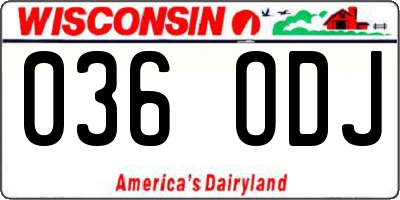 WI license plate 036ODJ