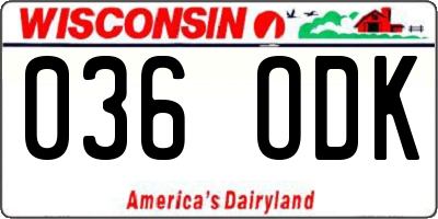 WI license plate 036ODK