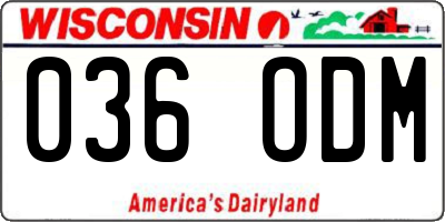 WI license plate 036ODM