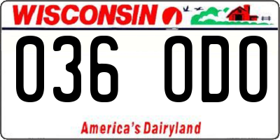 WI license plate 036ODO