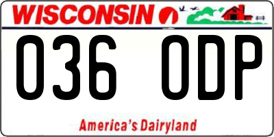 WI license plate 036ODP
