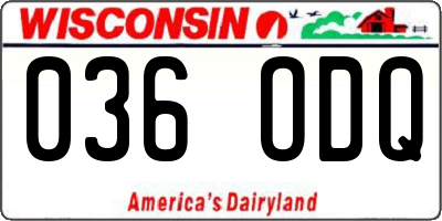 WI license plate 036ODQ