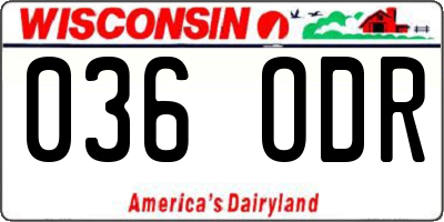 WI license plate 036ODR