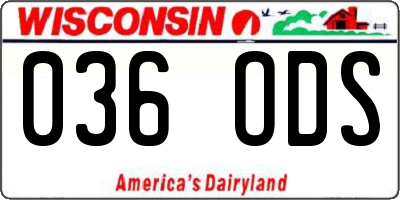 WI license plate 036ODS