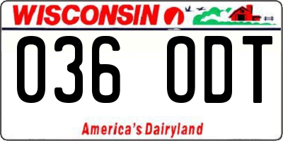 WI license plate 036ODT