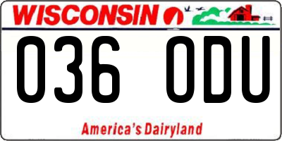 WI license plate 036ODU