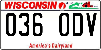 WI license plate 036ODV