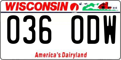 WI license plate 036ODW
