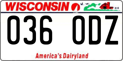 WI license plate 036ODZ