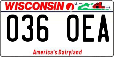 WI license plate 036OEA